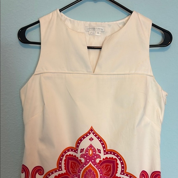 London Times Orange and Red Sheath Dress Halter Midi - Picture 3 of 9